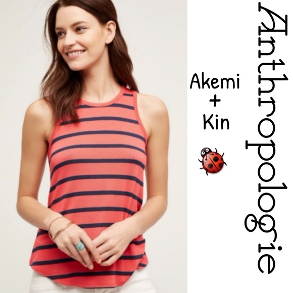 Anthropologie Tops - Anthropologie Red and Black Stripe Fiza Tank Top